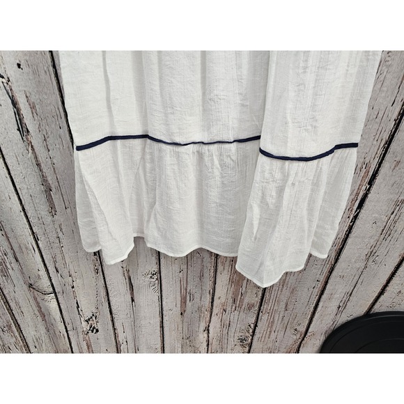 FIGUEROA FLOWER White Embroidered Tiered Dress Boho Festival Cottagecore Medium - Picture 6 of 12